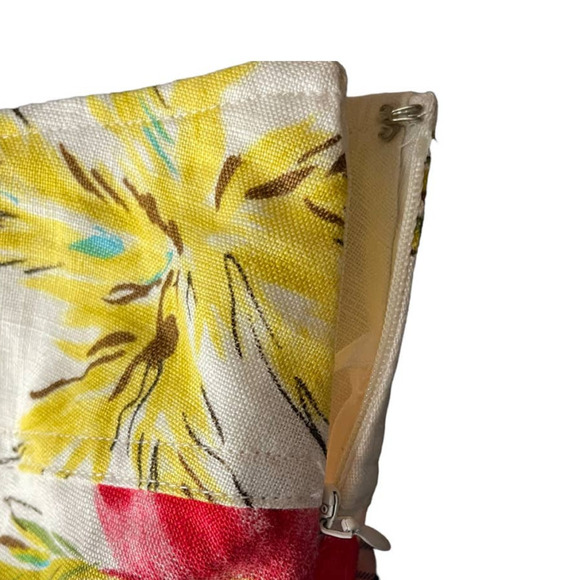 Uniform-John Paul Richard Skirt Pure Linen White Size 14 Tropical‎ Floral A-Line - Picture 6 of 9